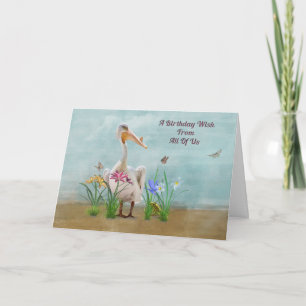 Geburtstag, aus Gruppe, Pelikan, Blume Karte