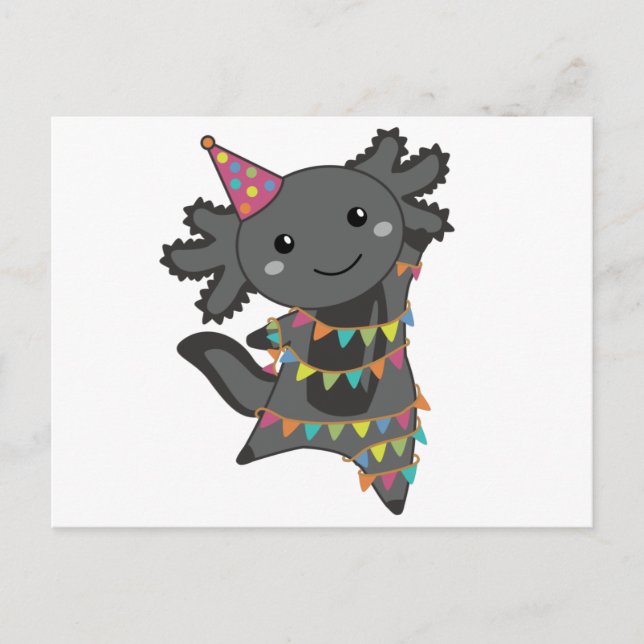 Geburtstag Axolotl Garland Postkarte (Vorderseite)