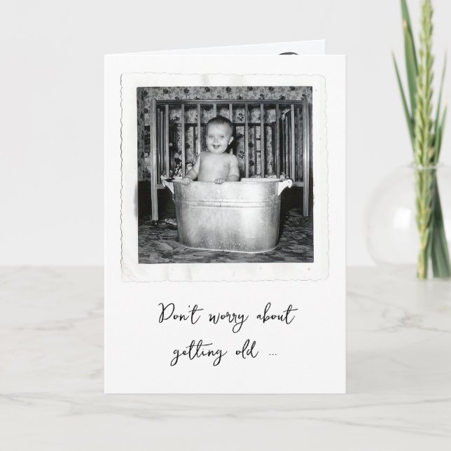 Geburtstag Baby Snapshot in einem Retro-Tub Karte (Vorderseite)