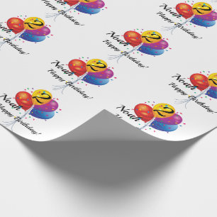 Geburtstag Balloons Kindername & Alter Geschenkpapier
