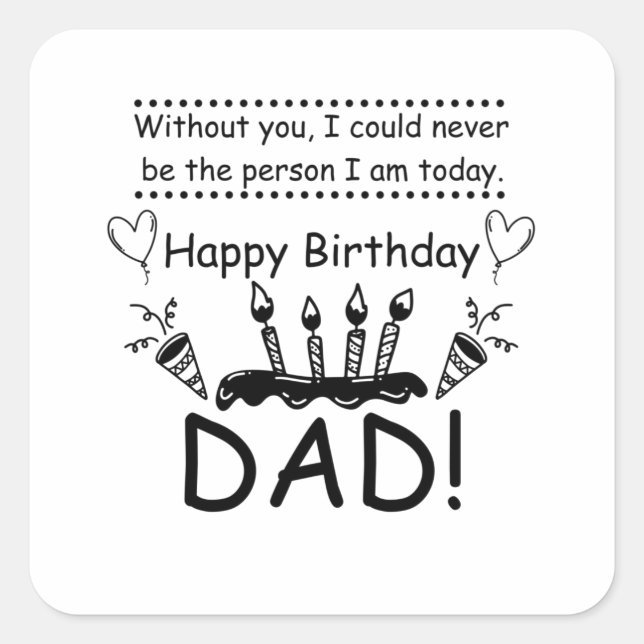 Geburtstag - Bester Vater Quadratischer Aufkleber (Vorderseite)