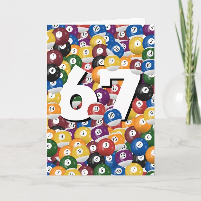 Geburtstag Billiard Balls zum 67. Geburtstag Karte (Vorderseite)