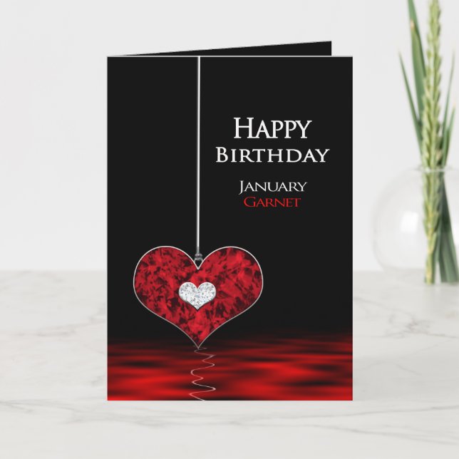 Geburtstag - Birthstone - Januar - Garet/Rot Karte (Vorderseite)