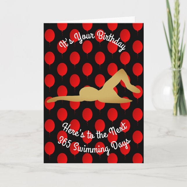 Geburtstag bis 365 Schwimmtage Karte (Vorderseite)