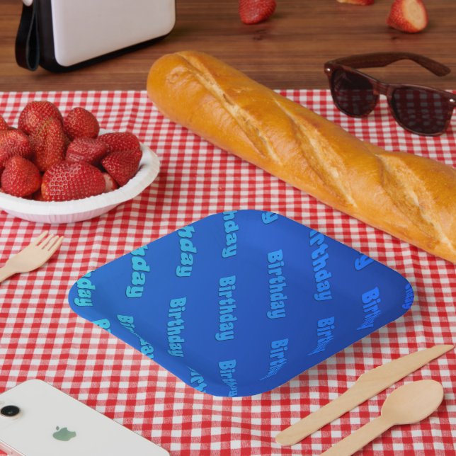 Geburtstag (blau) pappteller (Picknick)