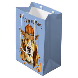 Geburtstag Bloodhound mit Cowboy Hat Mittlere Geschenktüte