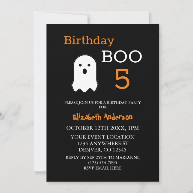 Geburtstag Boo Fall Halloween Einladung (Vorderseite)