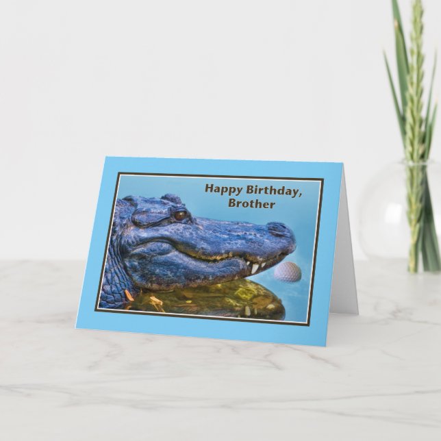 Geburtstag, Bruder, Alligator und Golfball Karte (Vorderseite)