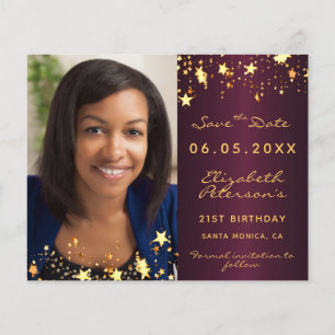 Geburtstag Burgunder Foto Save the Date Karte