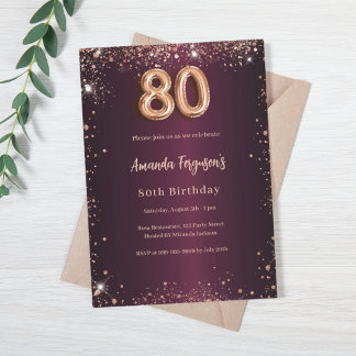 Geburtstag burgundische Rose Gold Einladung