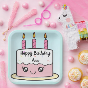 Geburtstag Cake Design Square Party Paper Plate Pappteller