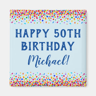 Geburtstag Cool Blue Colorful Confetti Magnet