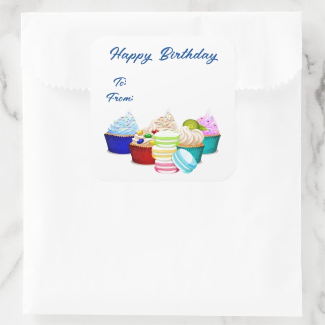 Geburtstag Cupcake Geschenkartikel Aufkleber (Tasche)