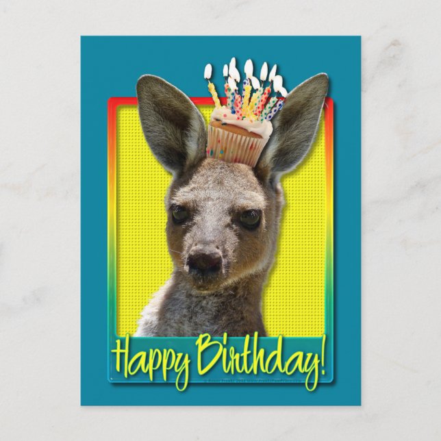 Geburtstag Cupcake - Kangaroo Postkarte (Vorderseite)