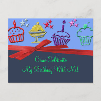 Geburtstag Cupcake Leckerei Überraschung Einladungspostkarte