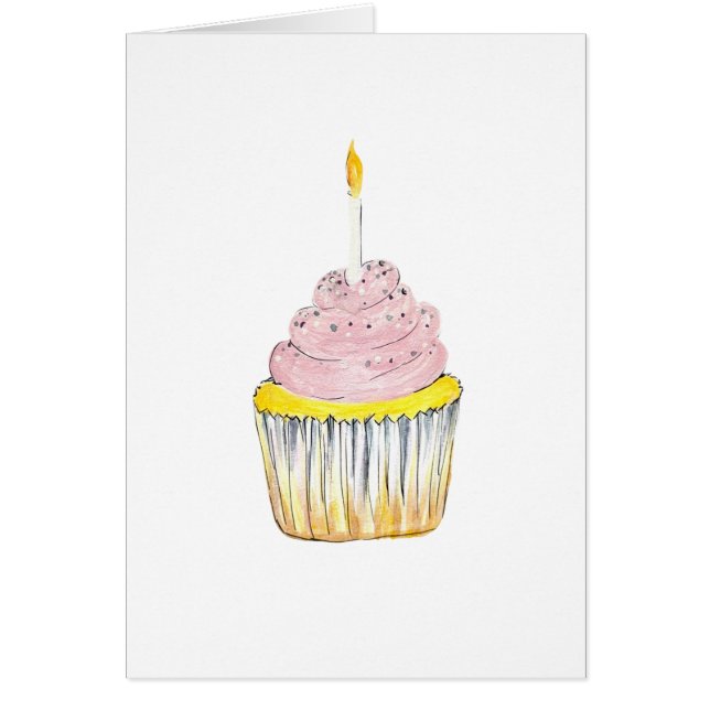 Geburtstag Cupcake Print Birthday Card (Vorne)