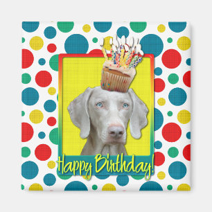 Geburtstag Cupcake - Weimaraner Magnet
