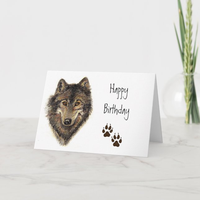 Geburtstag, Custom Wolf, Wölfe, Wildtierart, Karte (Vorderseite)