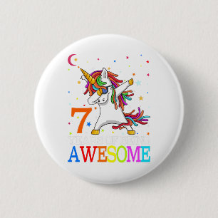 Geburtstag Dabbing Einhorn Party Geschenk 7 Jahre Button