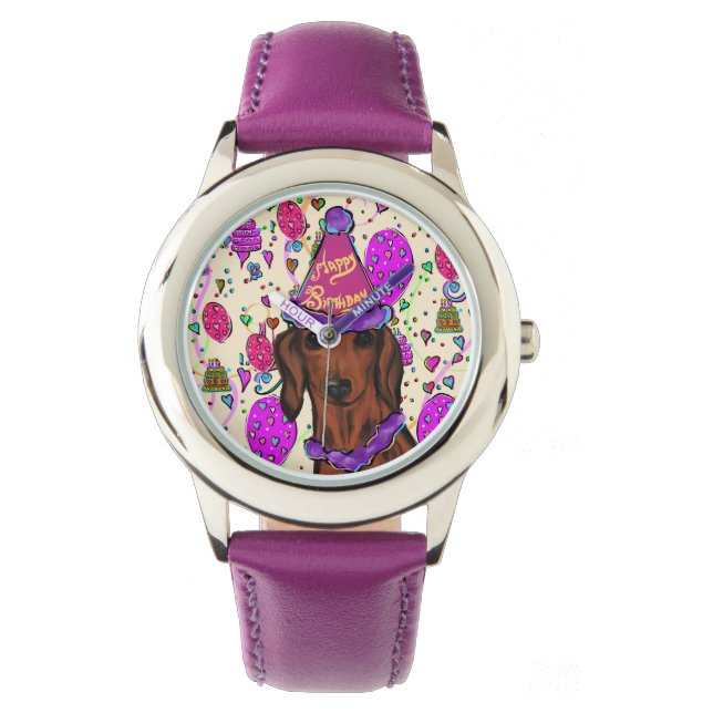 GEBURTSTAG DACKEL ARMBANDUHR (Vorderseite)