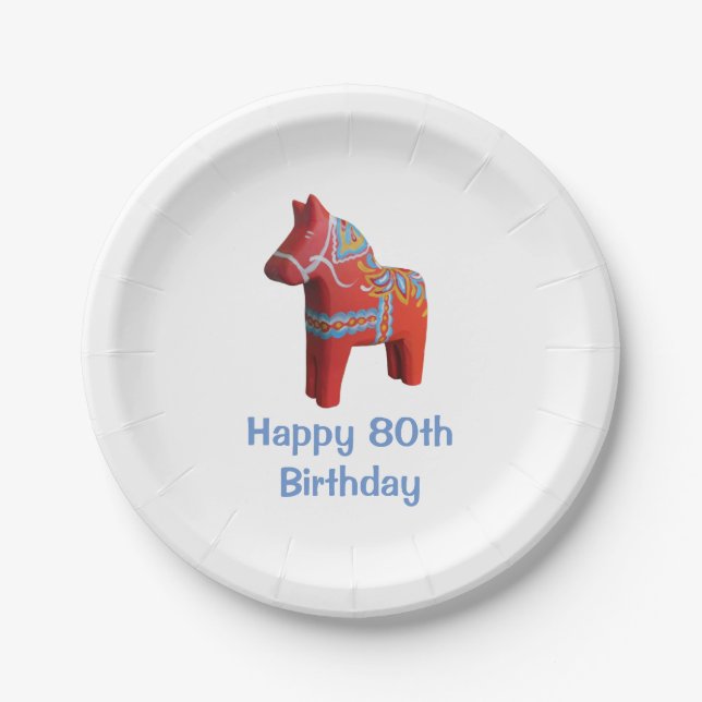 Geburtstag Dala Pferdepapierplatte Pappteller (Vorderseite)