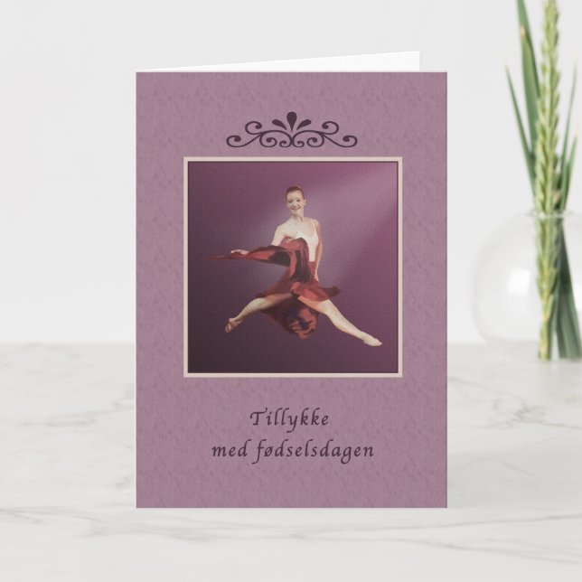 Geburtstag, Dänische, Ballerina im Rot Karte (Vorderseite)