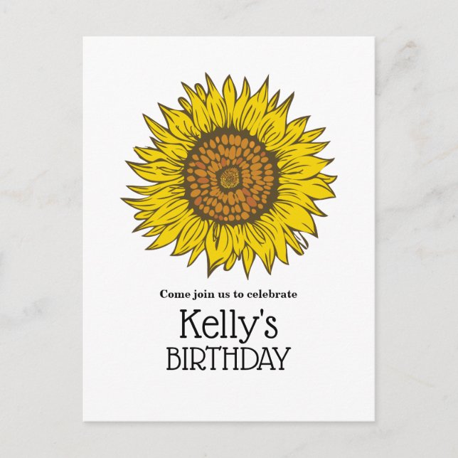 Geburtstag der Sonnenblume, Einladung auf Postkart (Vorderseite)