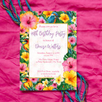 Geburtstag der tropischen Blume und Vögel in leuch