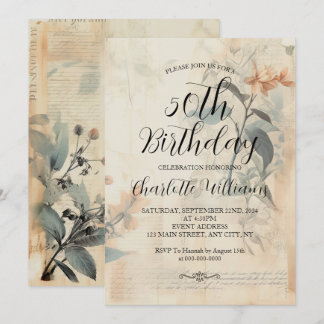 Geburtstag der Vintagen botanischen Frauen Einladung