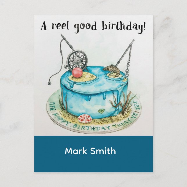 Geburtstag des Fischfangs zum Thema Spaß Postkarte (Vorderseite)