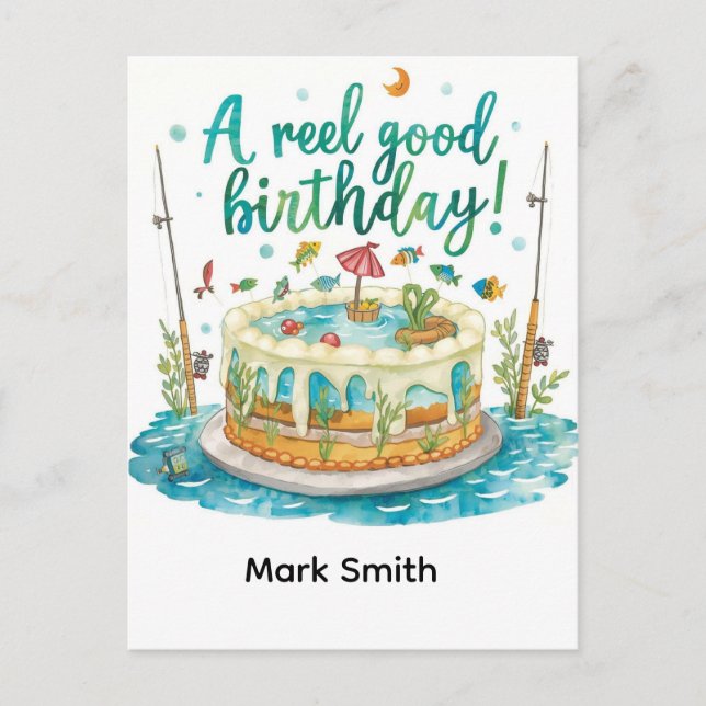 Geburtstag des Fischfangs zum Thema Spaß Postkarte (Vorderseite)