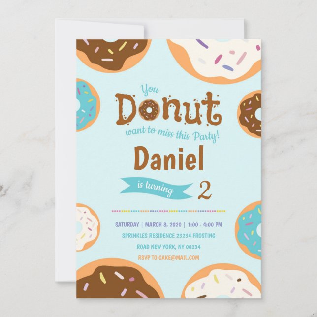 Geburtstag des Jungen - Donut-Party - Einladung (Vorderseite)
