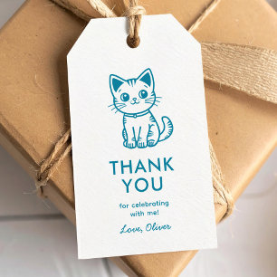 Geburtstag des Jungen mit farbenfrohen Kätzchen Geschenkanhänger