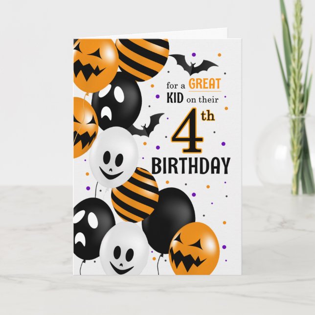 Geburtstag des Kindes auf Halloween Balloons Karte (Vorderseite)