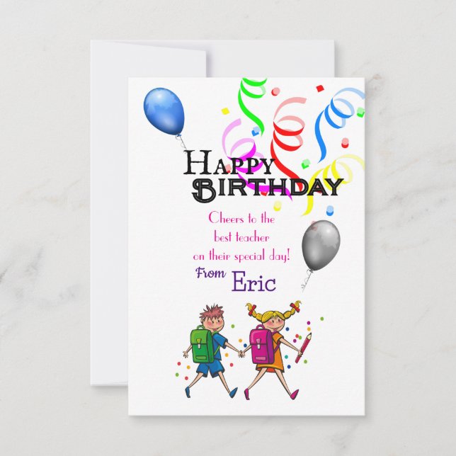 Geburtstag des Lehrers Karte (Vorderseite)