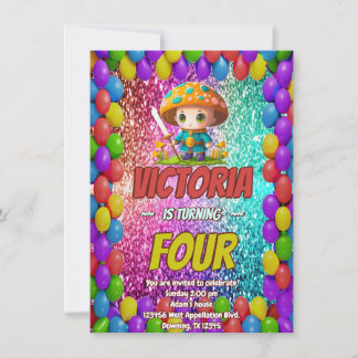 Geburtstag des Mushroom Guardian für Kinder Einladung