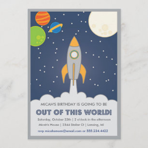 Geburtstag des Rocket Ship Space Einladung