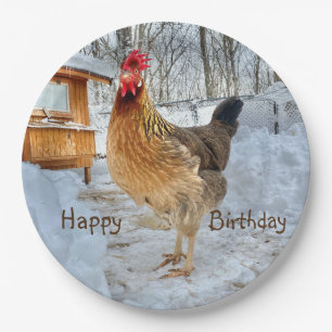 Geburtstag des verzierten Hühnchens Pappteller