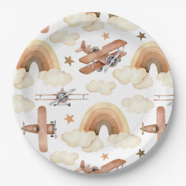 Geburtstag des Vintagen Flugzeugjungen Pappteller