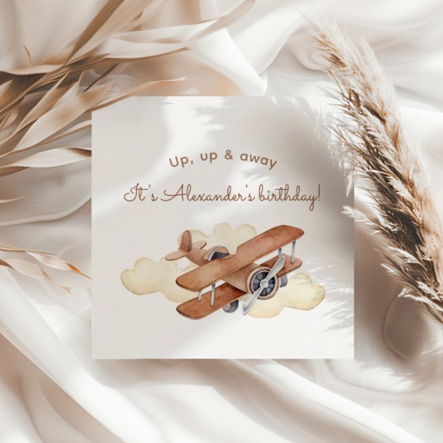 Geburtstag des Vintagen Flugzeugjungen Serviette (Von Creator hochgeladen)