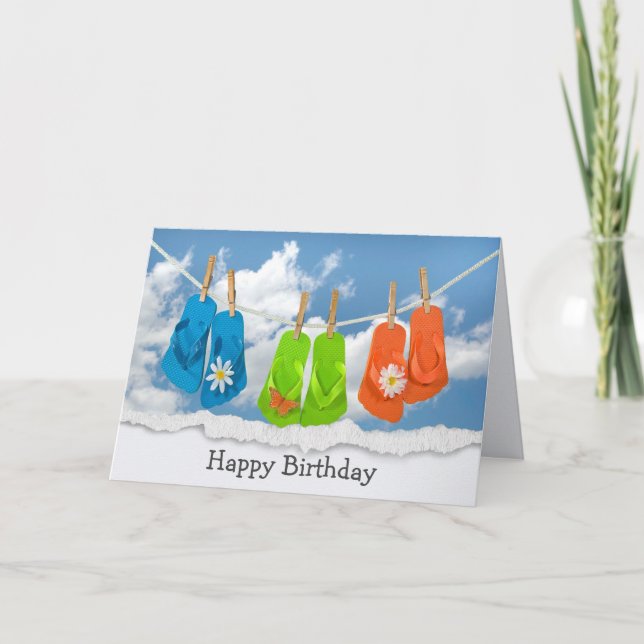 Geburtstag Drehe Flops auf Clothesline Karte (Vorderseite)