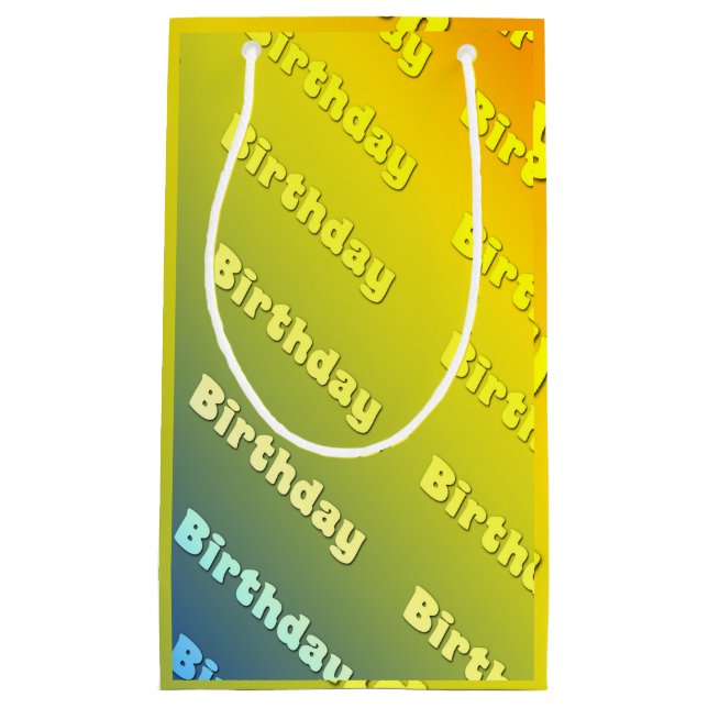 Geburtstag (dreifarbig blau) kleine geschenktüte (Vorderseite)