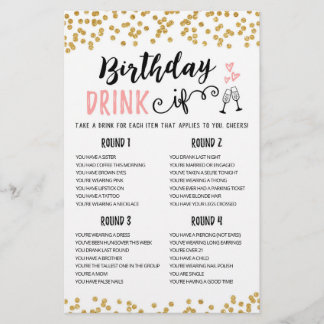 Geburtstag DRINK IF editierbar Geburtstagsparty Sp