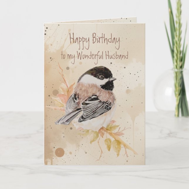 Geburtstag Ehemann Bester Freund Chickadee Vogel Karte (Vorderseite)