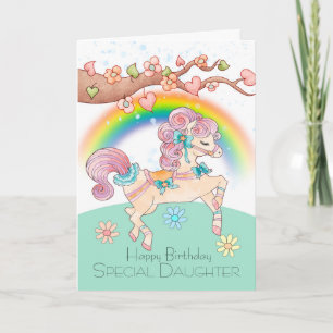 Geburtstag einer Tochter mit Ponykarte Karte