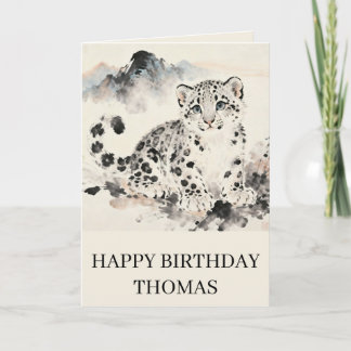 Geburtstag eines adorablen Schneeleoparden Karte