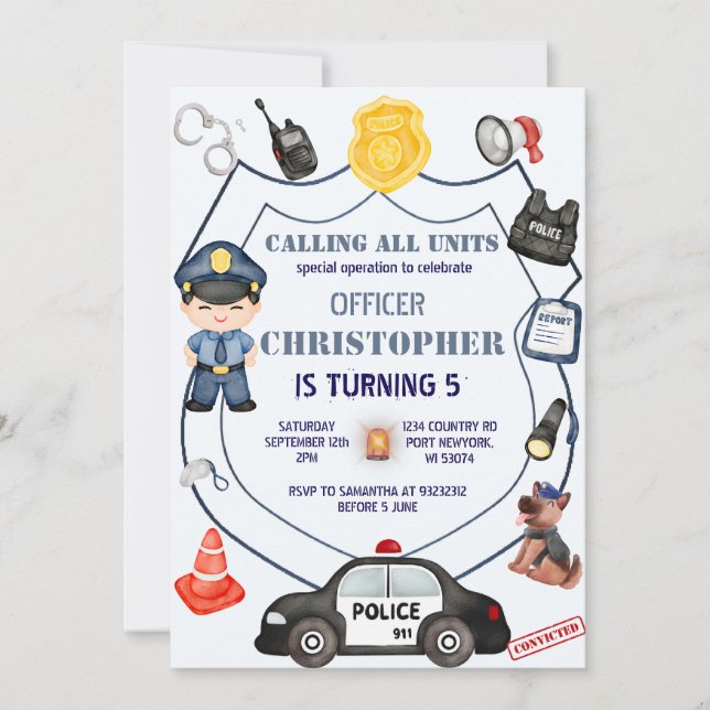 Geburtstag eines bewundernswerten Polizeibeamten Einladung (Vorderseite)