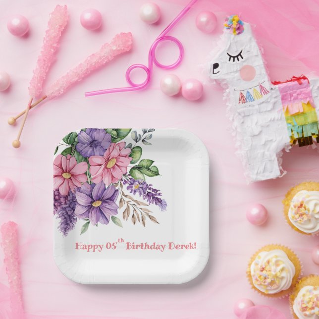 Geburtstag eines Blume-Liebhabers Pappteller (Party)