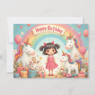 Geburtstag eines Mädchens mit Unicorns & Rainbow