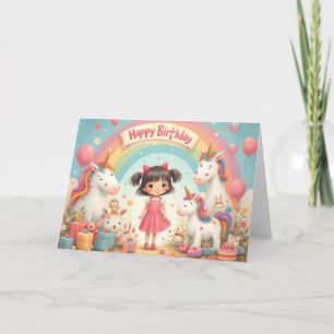 Geburtstag eines Mädchens mit Unicorns & Rainbow Karte